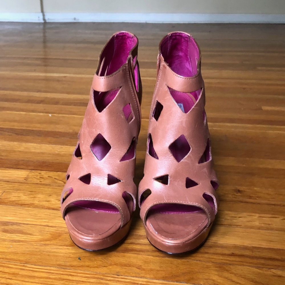 Nude Tan Cut Out Open Toe Heels Stiletto Sandal 6